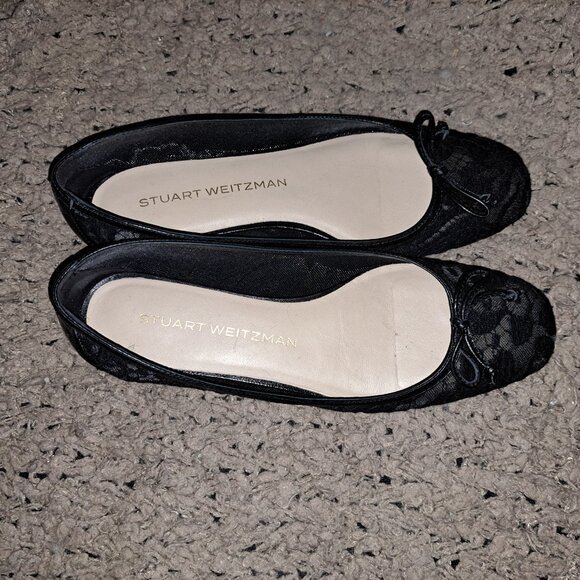 STUART WEITZMAN-Arabella Ballet Flats-Black Lace Fabric/Leather-Sz 7.5-Excellent - Picture 6 of 7